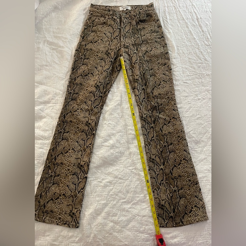 Reformation Brown Snake Print Wide Leg Jeans